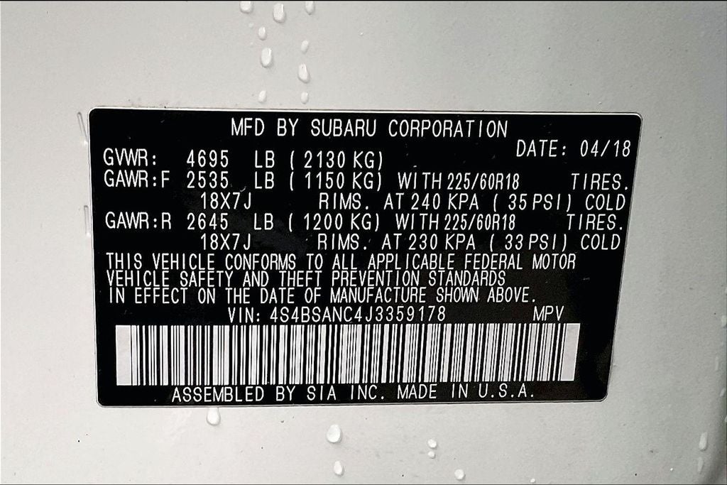 2018 Subaru Outback 2.5i Limited