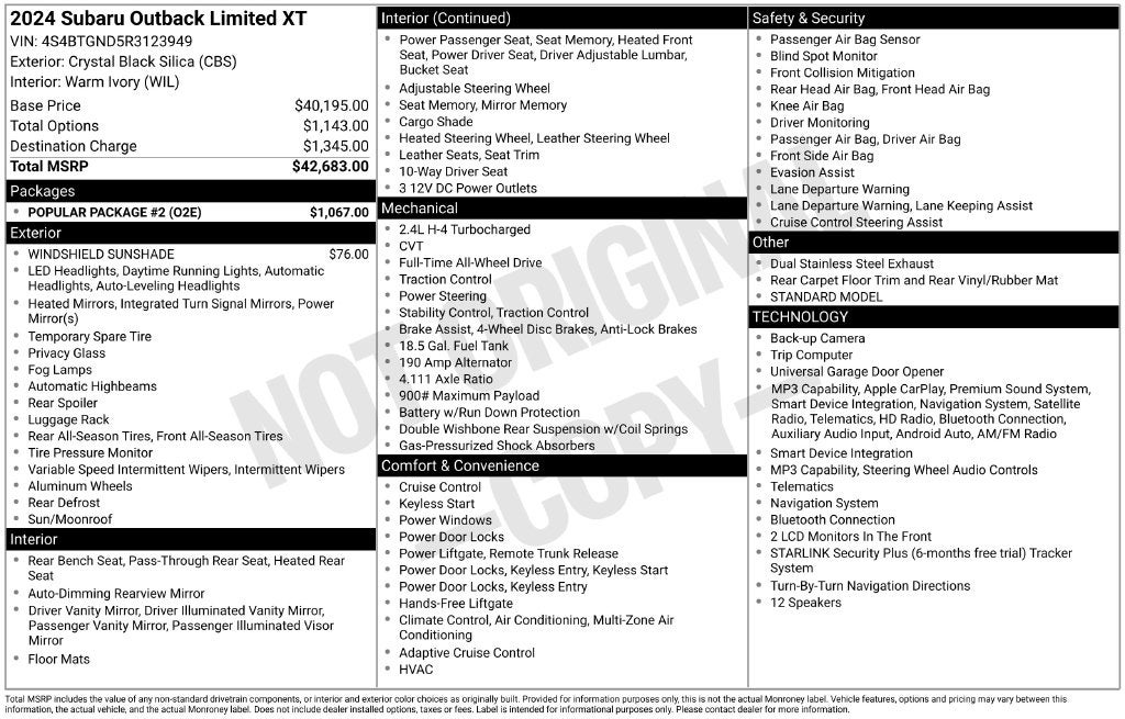 2024 Subaru Outback Limited XT