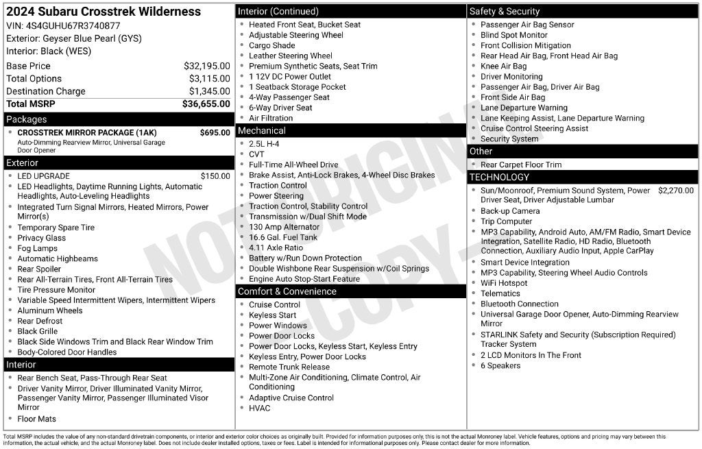 2024 Subaru Crosstrek Wilderness