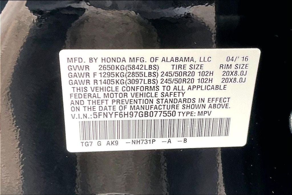 2016 Honda Pilot Touring