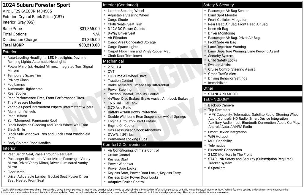 2024 Subaru Forester Sport